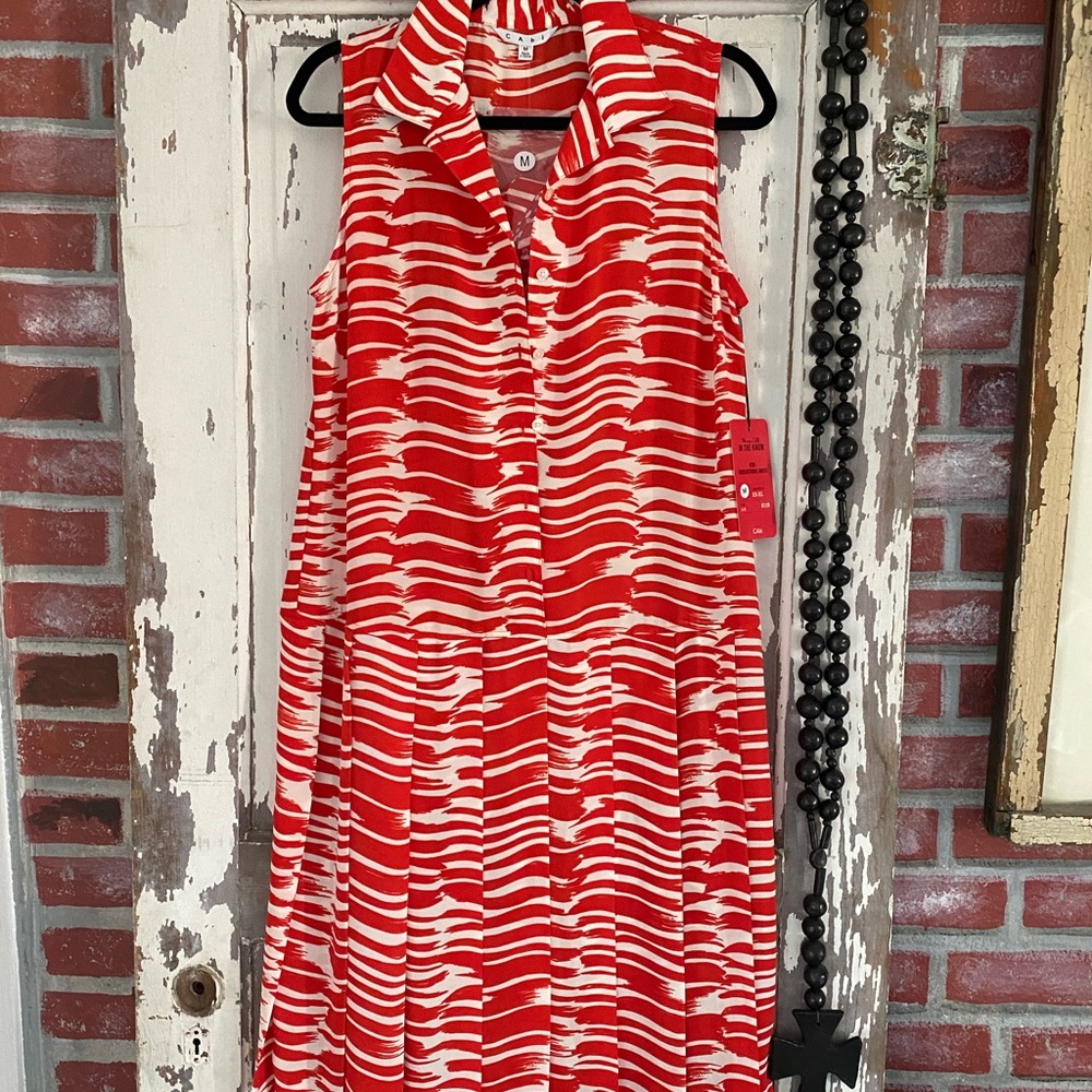 Cabi Button Front Pleated Skirt Dress